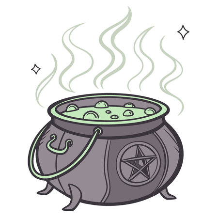 Toxic witch cauldron isolated on white or transparent. AI generated. Vector iconのイラスト素材