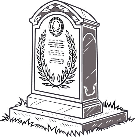 Tombstone gravestone isolated on transparent background. ..AI generated. Vector iconのイラスト素材