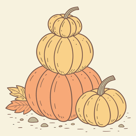 A bunch of orange pumpkins are piled on top of each other. AI generated. Vector iconのイラスト素材