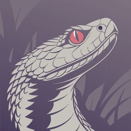Close-up of Snake Head with Red Eyes in Dark Moody Lighting. AI generated. Vector icon