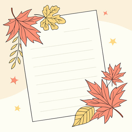Blank card with fall leaves for your message or invitation. AI generated. Vector iconのイラスト素材