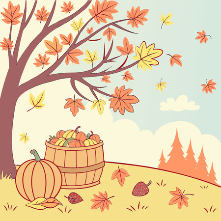 Thanksgiving fall autumn backdrop background generated by ai. AI generated. Vector iconのイラスト素材