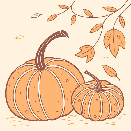 Close-up of Small Orange Pumpkins on a Light Orange Background. AI generated. Vector iconのイラスト素材