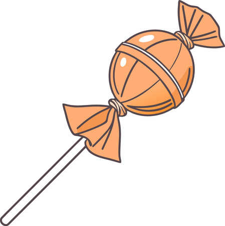Orange lollipop isolated on transparent background cutout. AI generated. Vector iconのイラスト素材