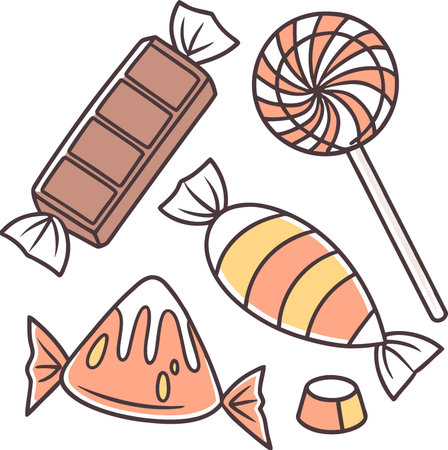 Tasty halloween candy isolated on transparent background. AI generated. Vector iconのイラスト素材