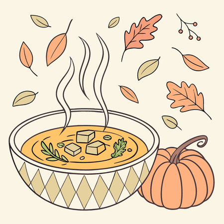 Tasty creamy pumpkin soup. typical for autumn. Healthy vegetable soup.. AI generated. Vector iconのイラスト素材