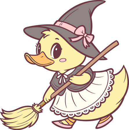 Cute Rubber Duck Dressed as a Witch Isolated on a Transparent Background. AI generated. Vector iconのイラスト素材