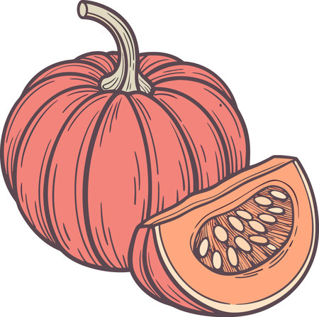 Red pumpkin highly detailed isolated on transparent background file. AI generated. Vector iconのイラスト素材