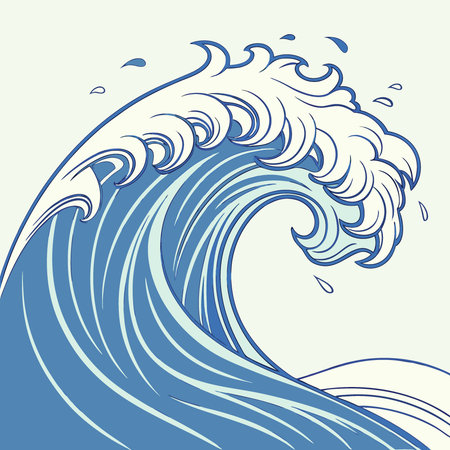 Blue waves abstract background texture. Print. painting. design. fashion.. AI generated. Vector icon