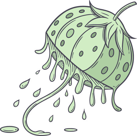 Green slime splat. Halloween dripped goo splash isolated on a transparent background. AI generated. Vector iconのイラスト素材