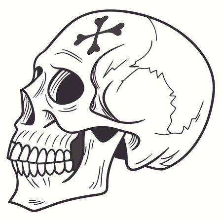 White of skull with block background. Skull with crossbones on the front. Generated by AI. AI generated. Vector iconのイラスト素材