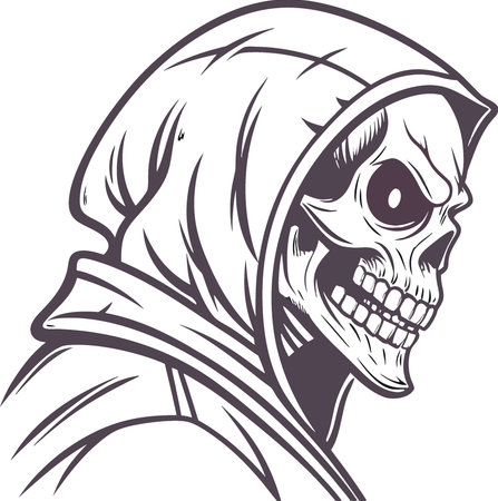 Scary skull face style character. with transparent background. for use on t-shirts or posters.. AI generated. Vector iconのイラスト素材