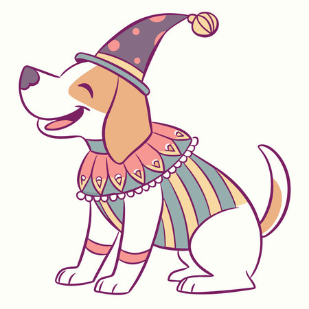 Dog wearing costume for carnival party. Cute funny puppy dogs dressed up in Halloween costumes.. AI generated. Vector iconのイラスト素材