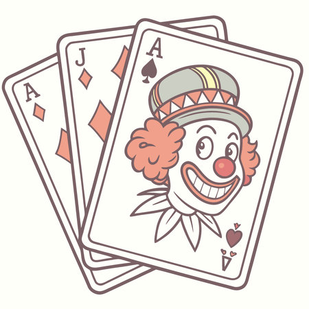 A close-up view of a playing card featuring a clown face. This can be used for various purposes. AI generated. Vector iconのイラスト素材