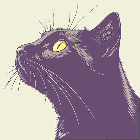 A close-up portrait of a mesmerizing black cat with yellow eyes. creating an air of mystery and. AI generated. Vector iconのイラスト素材