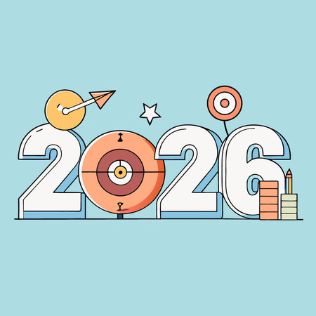 2026 new year goal plan action. Goal achievement. Ambition aiming success. Setup objective target....