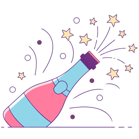 Champagne cork popping gold stars celebration. AI generated. Vector iconのイラスト素材