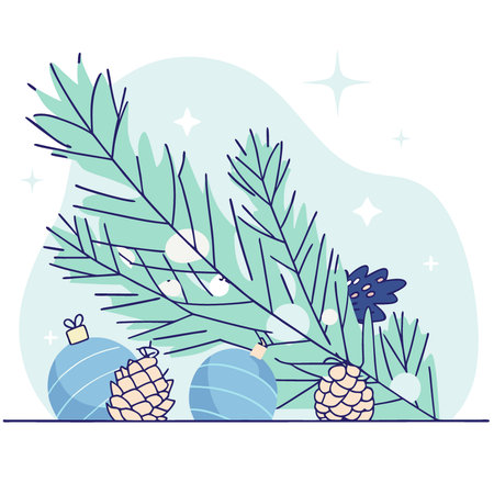 Christmas winter holiday evergreen branch decoration pinecone. AI generated. Vector iconのイラスト素材