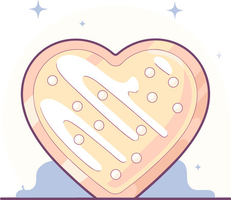 Gingerbread heart cookie icing on transparent background. AI generated. Vector iconのイラスト素材