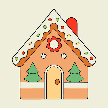 House made of edible cookies decorated as a Christmas ornament. AI generated. Vector iconのイラスト素材