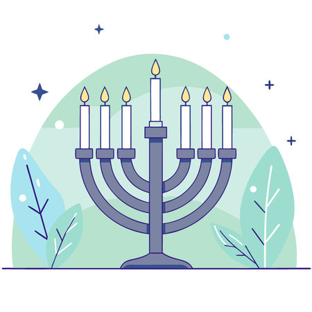 Hanukkah menorah holiday candle spirituality.. AI generated. Vector iconのイラスト素材