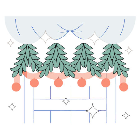 Luxurious Christmas garland featuring rich green pine branches. glossy ornaments. and vibrant red. AI generated. Vector iconのイラスト素材