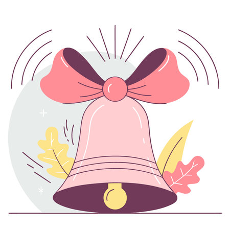 Jingle bell ringing sound waves around it symbolizing Christmas. AI generated. Vector iconのイラスト素材