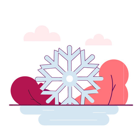 Intricate snowflake on rippling water bokeh. AI generated. Vector icon