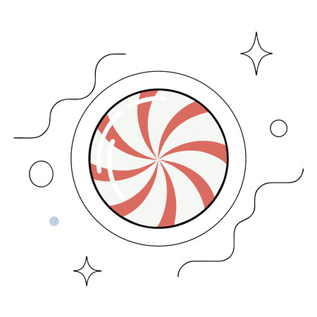 Round peppermint candy red and white swirl. AI generated. Vector iconのイラスト素材