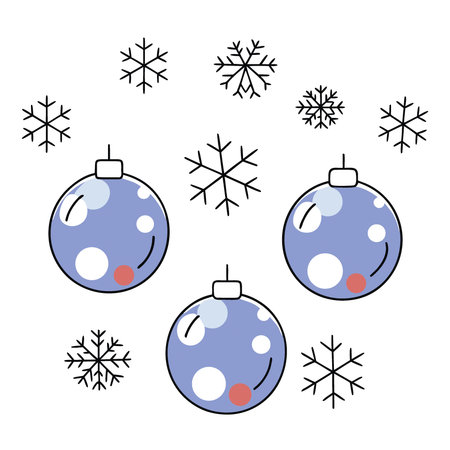 Vibrant Red Christmas Ornament Background. Shiny Baubles and Snowflakes Decoration. AI generated. Vector iconのイラスト素材