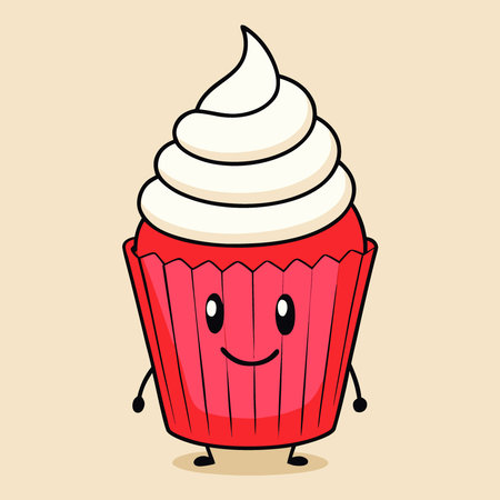 Red velvet cupcake cream cheese frosting. AI generated. Vector iconのイラスト素材