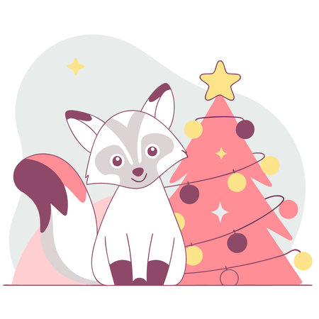 Silver fox figurine christmas decoration holiday ornament. AI generated. Vector iconのイラスト素材