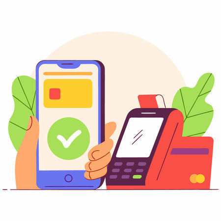 Contactless Payment Technology in Action With Smartphone and Payment Terminal. AI generated. Vector iconのイラスト素材