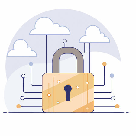 Padlock on a Circuit Board Symbolizing Digital Security and Data Protection. AI generated. Vector iconのイラスト素材