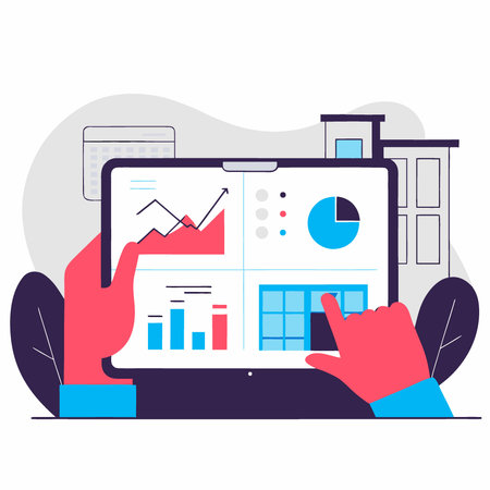 Optimizing property management with a digital real estate platform on tablet technology. AI generated. Vector iconのイラスト素材