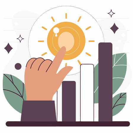 Human hand touching glowing data point future business growth and technology innovation. AI generated. Vector iconのイラスト素材