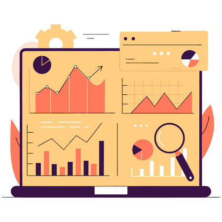 Big data analytics visualizing data science and big data technology on virtual screen. AI generated. Vector iconのイラスト素材