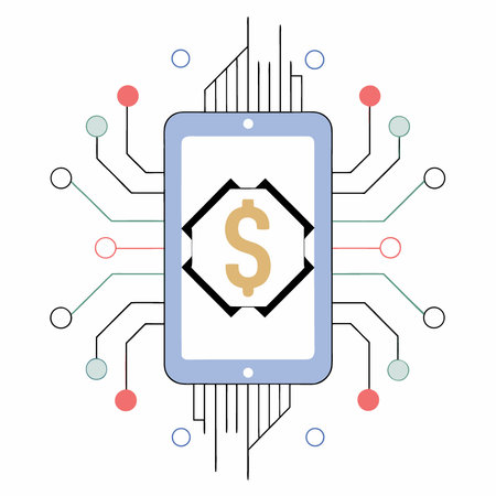 Golden dollar sign on a detailed illuminated circuit board suggesting digital finance. AI generated. Vector iconのイラスト素材
