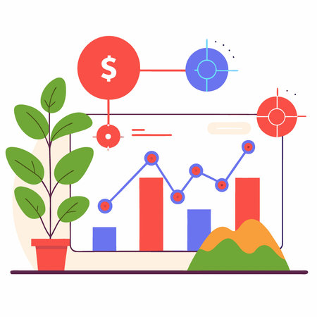 Digital Growth Network and Financial Data Visualization in a Modern Business Environment. AI generated. Vector iconのイラスト素材