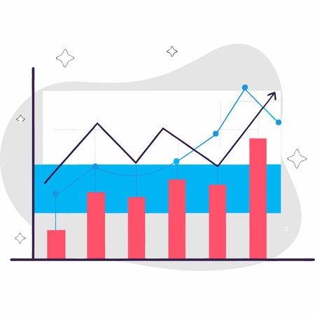 National economic indicators display volatility superimposed over the nation's flag. AI generated. Vector iconのイラスト素材