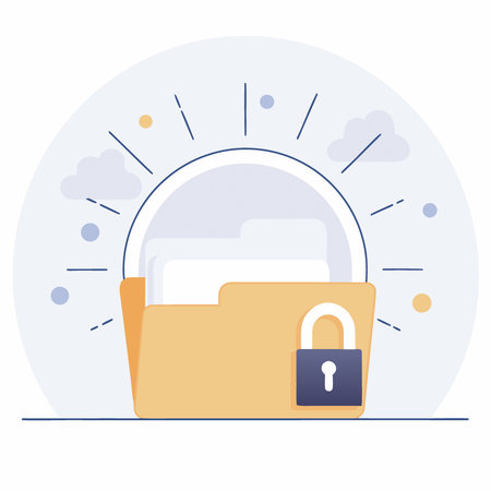 Secure folder icon glowing in digital ring cybersecurity protection glowing silver folder. AI generated. Vector iconのイラスト素材