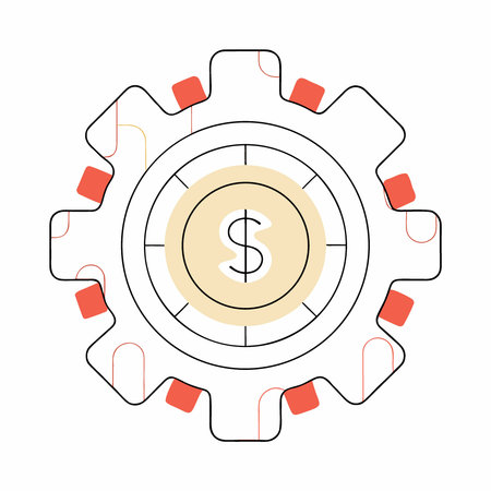 Cogwheel with dollar sign in center representing financial mechanism enterprise management. AI generated. Vector iconのイラスト素材