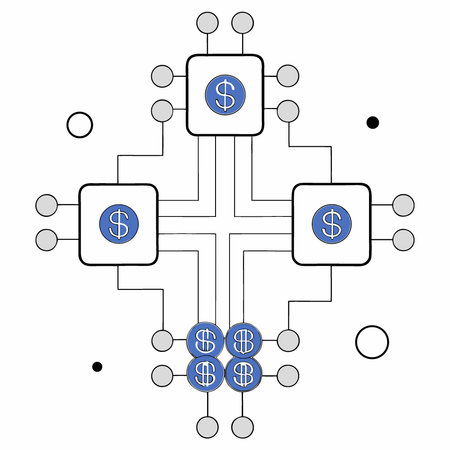 Clean tech pattern with network nodes and glowing abstract chips and data finance background. AI generated. Vector iconのイラスト素材
