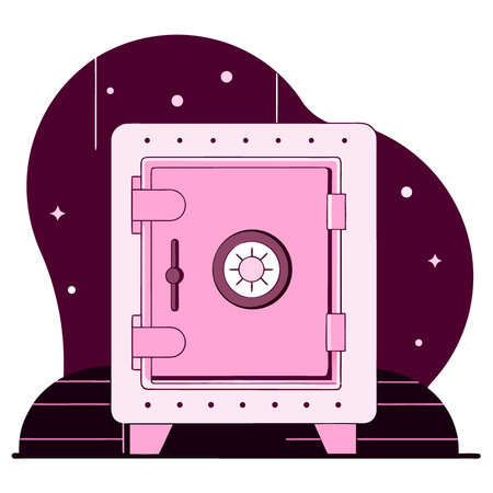 Steel bank safe against dark backdrop security protection deposit lock secure vault safety metal. AI generated. Vector iconのイラスト素材