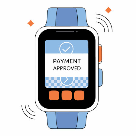 Smartwatch showing payment approved message. Digital transaction confirmed on wearable device. Contactless payment system. Future technology. AI generated. Vector iconのイラスト素材
