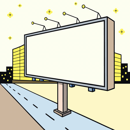 A blank billboard mockup on a city street at dusk blurred lights realistic. AI generated. Vector iconのイラスト素材