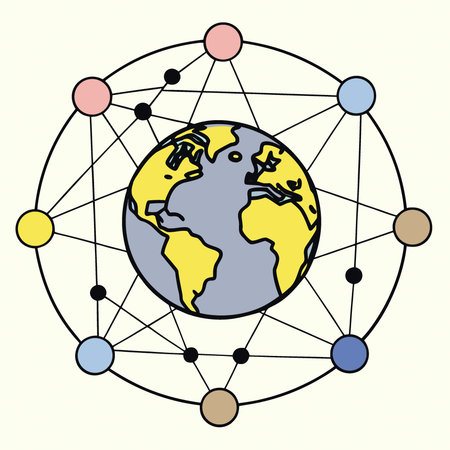 Bright Digital Earth Surrounded by Abstract Plexus Network Global Connectivity Technology. AI...