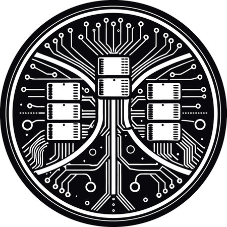Futuristic digital database icon composed of a glowing plexus network representing big data and...