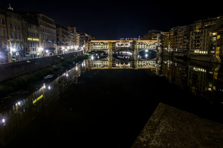 Ponte vecchio by Night, Florence. Shoot from Santa Trinita's bridgeのeditorial素材