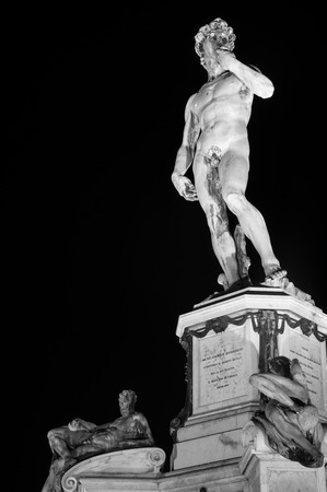Michelangelo's David copy by night, Florenceのeditorial素材